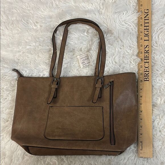 Montana West Concealed Carry Brown Tote Bag with Textured Finish - Picture 8 of 12